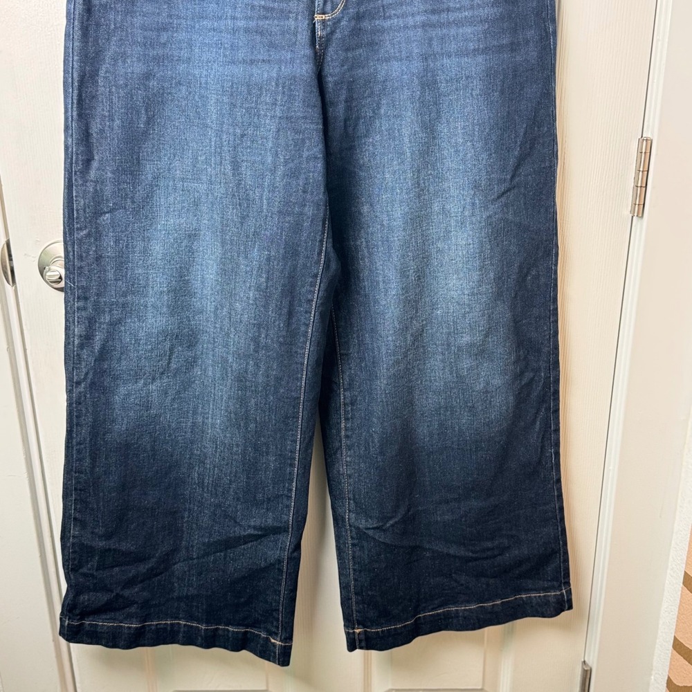 Sonoma Goods For Life Jeans Women 14 Blue Wide Leg High Rise Cropped Denim - Picture 3 of 10